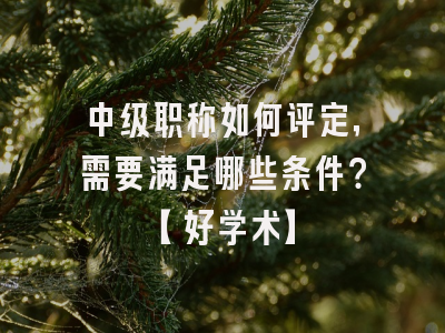 中级职称如何评定，需要满足哪些条件？【好学术】