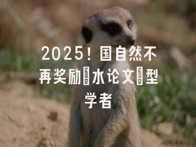 2025！国自然不再奖励”水论文”型学者