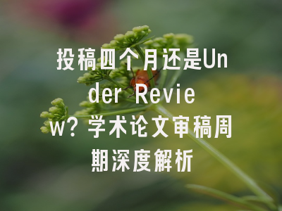 投稿四个月还是Under Review？学术论文审稿周期深度解析