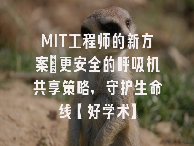 MIT工程师的新方案：更安全的呼吸机共享策略，守护生命线【好学术】
