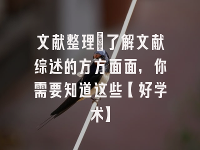 文献整理：了解文献综述的方方面面，你需要知道这些【好学术】