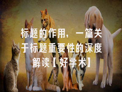 标题的作用，一篇关于标题重要性的深度解读【好学术】