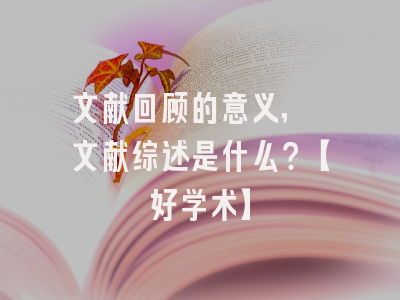 文献回顾的意义, 文献综述是什么？【好学术】