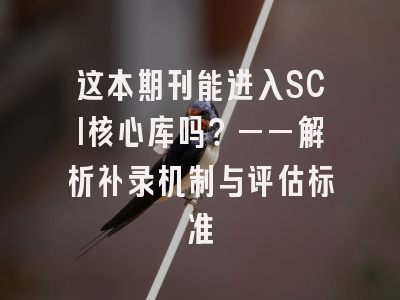 这本期刊能进入SCI核心库吗？——解析补录机制与评估标准