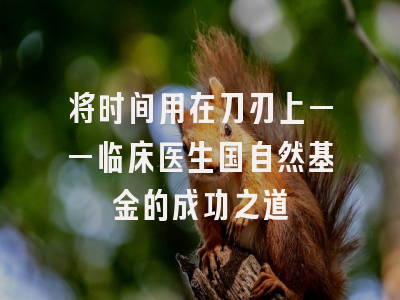 将时间用在刀刃上——临床医生国自然基金的成功之道