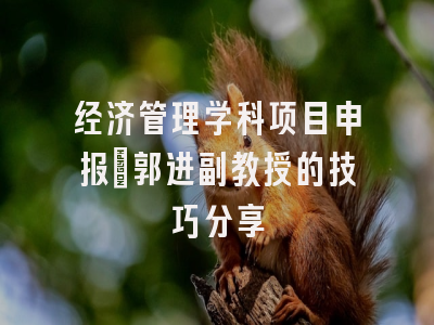 经济管理学科项目申报：郭进副教授的技巧分享