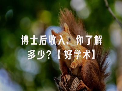 博士后收入，你了解多少？【好学术】
