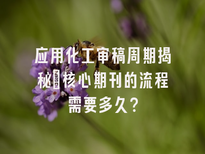应用化工审稿周期揭秘：核心期刊的流程需要多久？