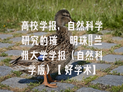 高校学报，自然科学研究的璀璨明珠：兰州大学学报（自然科学版）【好学术】