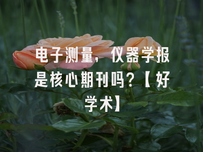 电子测量，仪器学报是核心期刊吗？【好学术】
