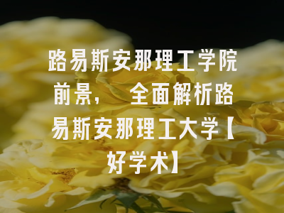 路易斯安那理工学院前景, 全面解析路易斯安那理工大学【好学术】