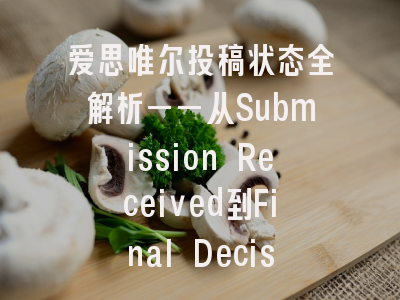 爱思唯尔投稿状态全解析——从Submission Received到Final Decision的全流程追踪