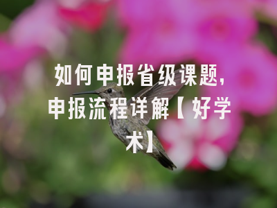 如何申报省级课题，申报流程详解【好学术】