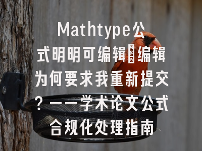 Mathtype公式明明可编辑_编辑为何要求我重新提交？——学术论文公式合规化处理指南