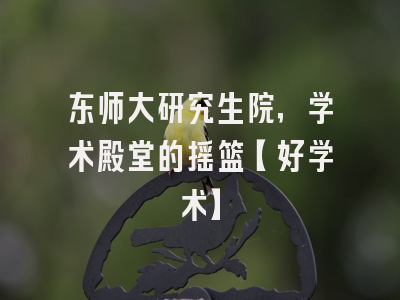 东师大研究生院，学术殿堂的摇篮【好学术】