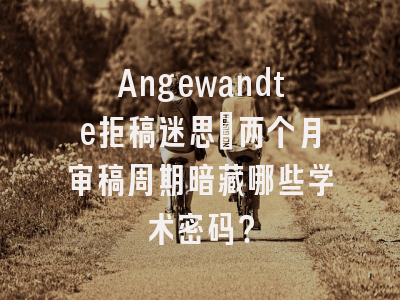 Angewandte拒稿迷思：两个月审稿周期暗藏哪些学术密码？