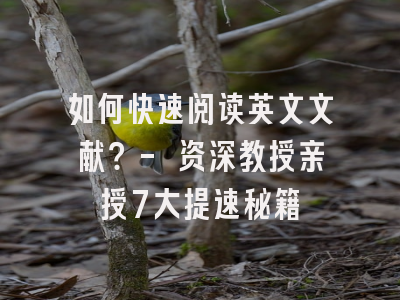 如何快速阅读英文文献？- 资深教授亲授7大提速秘籍