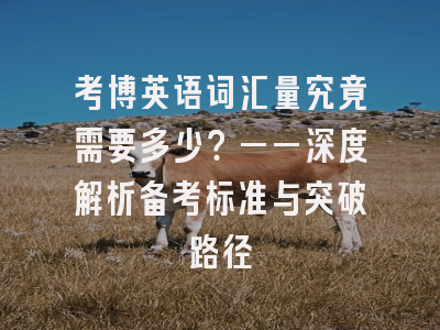 考博英语词汇量究竟需要多少？——深度解析备考标准与突破路径