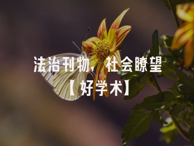 法治刊物，社会瞭望【好学术】