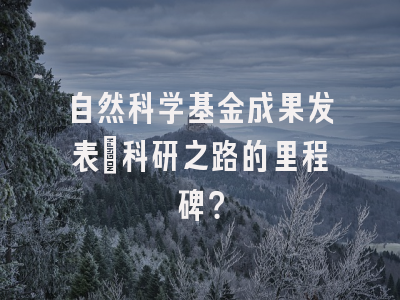 自然科学基金成果发表：科研之路的里程碑？