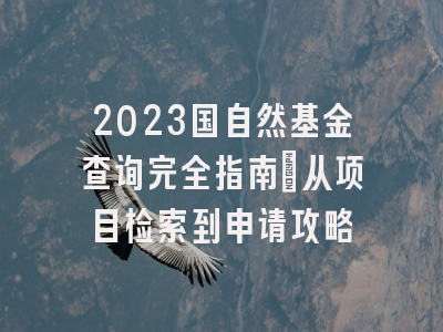 2023国自然基金查询完全指南：从项目检索到申请攻略