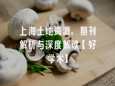 上海土地资源，期刊解析与深度解读【好学术】
