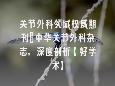 关节外科领域权威期刊：中华关节外科杂志，深度剖析【好学术】