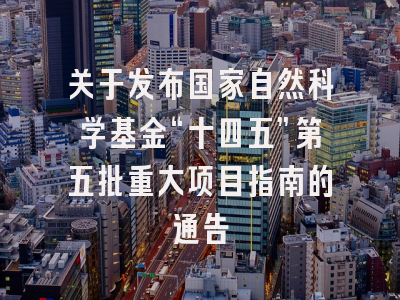 关于发布国家自然科学基金“十四五”第五批重大项目指南的通告