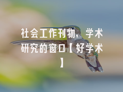 社会工作刊物，学术研究的窗口【好学术】