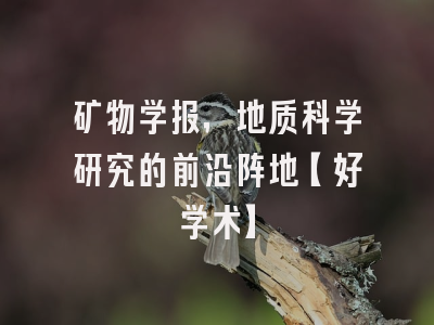矿物学报，地质科学研究的前沿阵地【好学术】