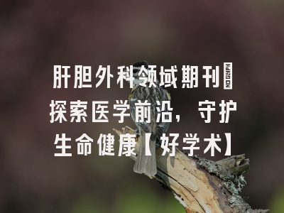 肝胆外科领域期刊：探索医学前沿，守护生命健康【好学术】