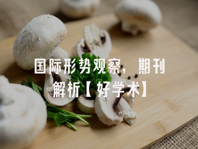 国际形势观察，期刊解析【好学术】