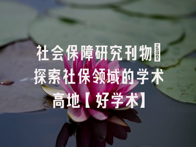 社会保障研究刊物：探索社保领域的学术高地【好学术】