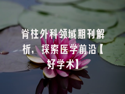 脊柱外科领域期刊解析，探索医学前沿【好学术】