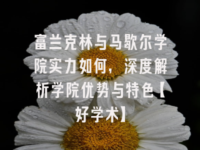 富兰克林与马歇尔学院实力如何，深度解析学院优势与特色【好学术】