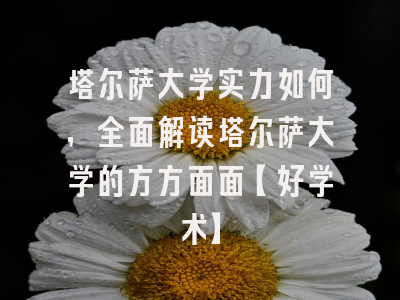 塔尔萨大学实力如何，全面解读塔尔萨大学的方方面面【好学术】