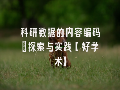 科研数据的内容编码：探索与实践【好学术】