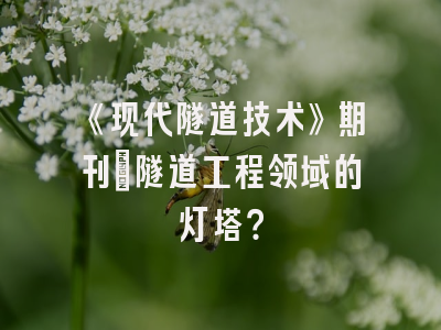 《现代隧道技术》期刊：隧道工程领域的灯塔？