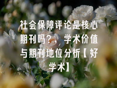 社会保障评论是核心期刊吗？，学术价值与期刊地位分析【好学术】