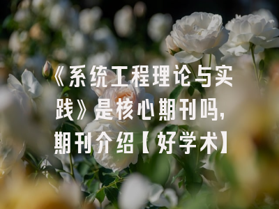 《系统工程理论与实践》是核心期刊吗，期刊介绍【好学术】