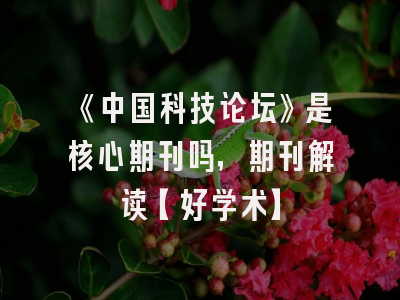 《中国科技论坛》是核心期刊吗，期刊解读【好学术】