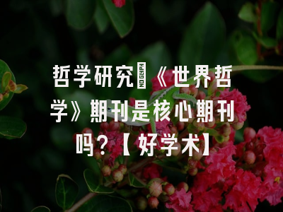 哲学研究：《世界哲学》期刊是核心期刊吗？【好学术】