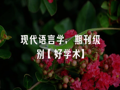 现代语言学，期刊级别【好学术】