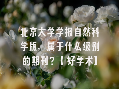 北京大学学报自然科学版，属于什么级别的期刊？【好学术】