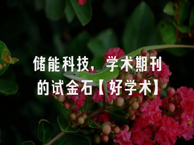 储能科技，学术期刊的试金石【好学术】