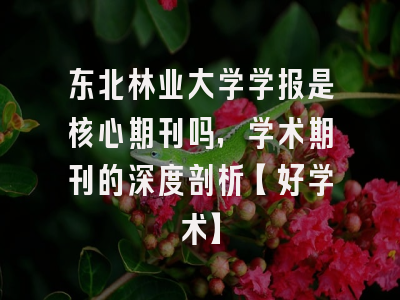 东北林业大学学报是核心期刊吗，学术期刊的深度剖析【好学术】