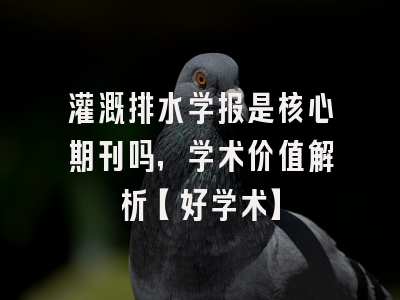 灌溉排水学报是核心期刊吗，学术价值解析【好学术】