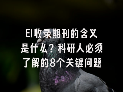 EI收录期刊的含义是什么？科研人必须了解的8个关键问题