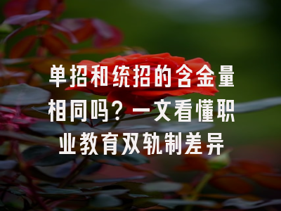 单招和统招的含金量相同吗？一文看懂职业教育双轨制差异