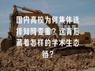 国内高校为何集体选择知网查重？这背后藏着怎样的学术生态链？
